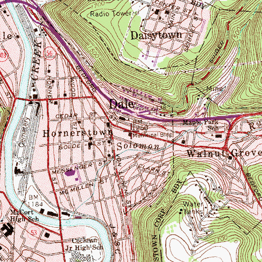 Topographic Map of Dale Borough Fire Company Station 4, PA