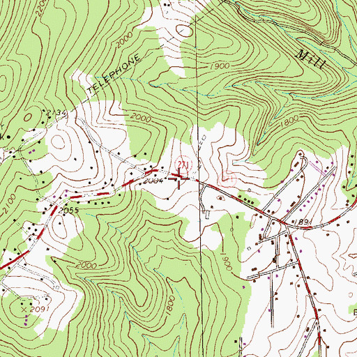 Topographic Map of Menoher Heights Volunteer Fire Company, PA