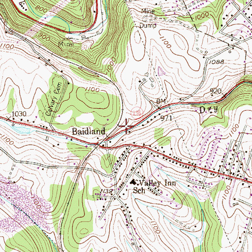 Topographic Map of Valley Inn Volunteer Fire Department Station 46, PA