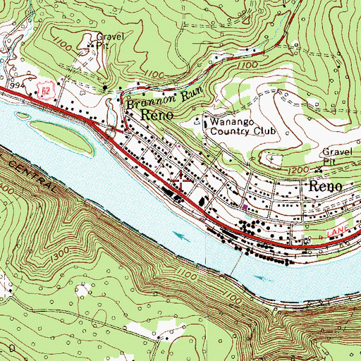 Topographic Map of Reno Volunteer Fire Department, PA