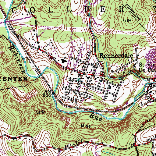 Topographic Map of Rennerdale Volunteer Fire Department Station 126, PA