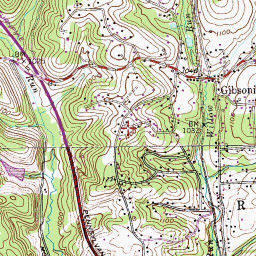 Topographic Map of Richland Township Volunteer Fire Department Station 242, PA