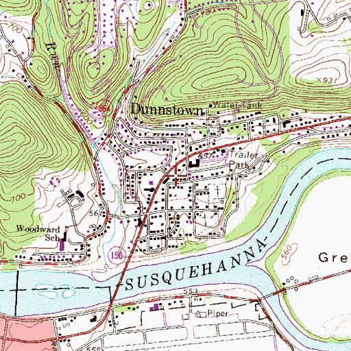 Topographic Map of Dunnstown Volunteer Fire Company Station 5, PA