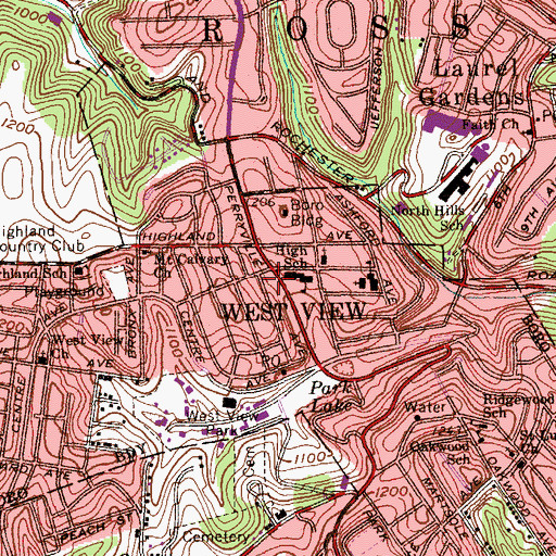 Topographic Map of West View Volunteer Fire Department Company 3 Substation, PA