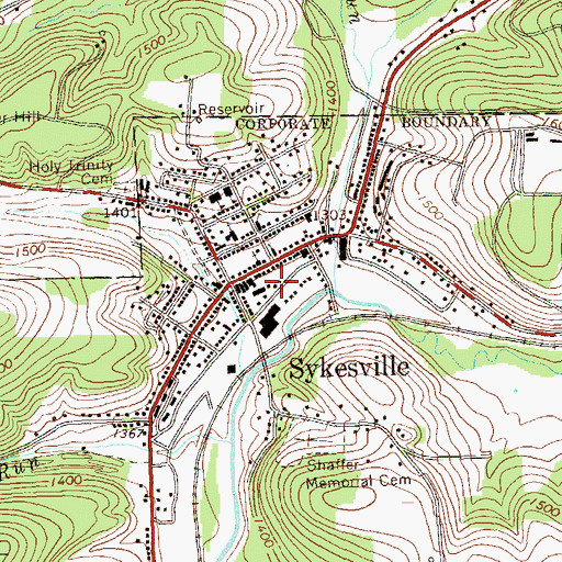 Topographic Map of Sykesville Volunteer Fire Company Station 8, PA