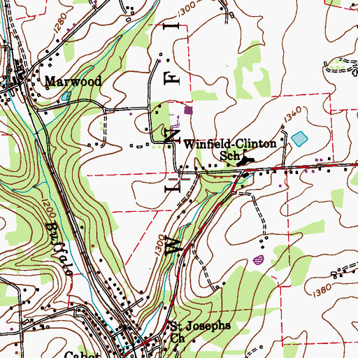Topographic Map of Winfield Township Volunteer Fire Department Station 46, PA