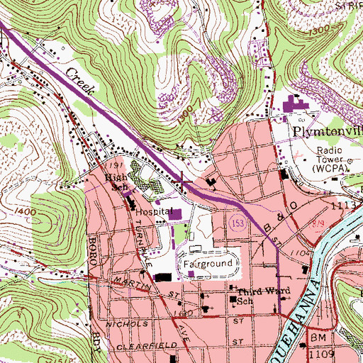 Topographic Map of Lawrence Township Volunteer Fire Company Station 5, PA