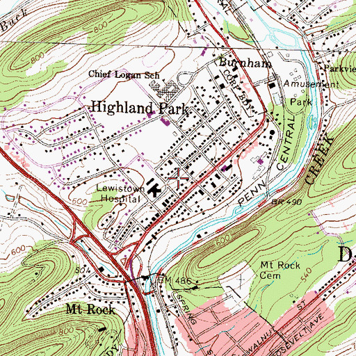 Topographic Map of Highland Park Hose Company Station 4, PA