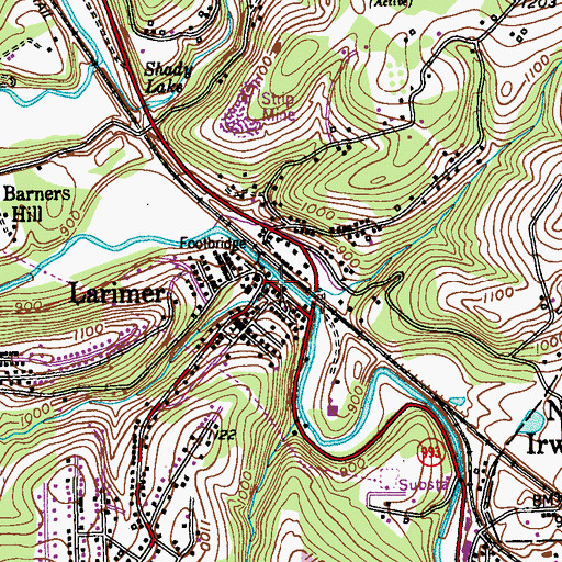 Topographic Map of Larimer Volunteer Fire Department, PA