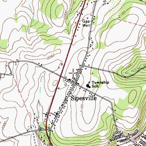 Topographic Map of Sipesville Volunteer Fire Company - station 607, PA