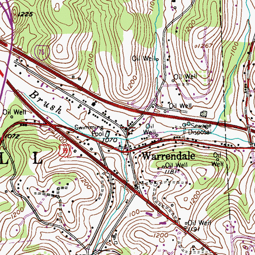 Topographic Map of Marshall Township Volunteer Fire Company 1 Station 185, PA