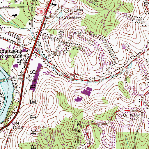 Topographic Map of Peters Township Fire Department, PA