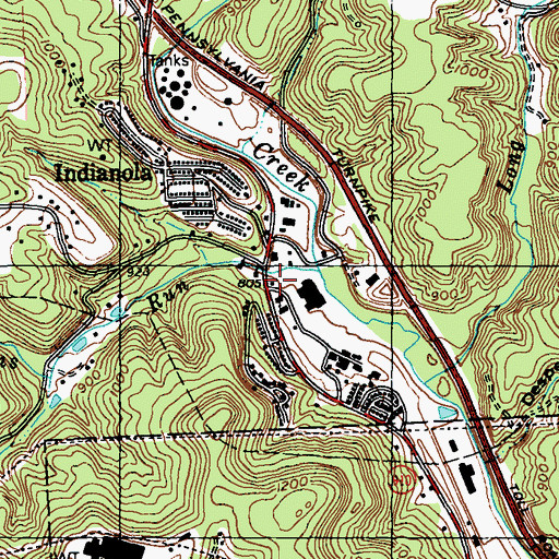 Topographic Map of Indianola Volunteer Fire Company, PA