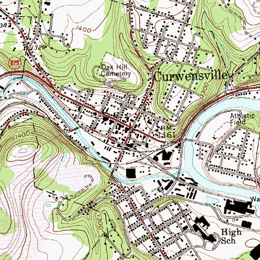 Topographic Map of Curwensville Rescue Hose and Ladder Fire Company, PA