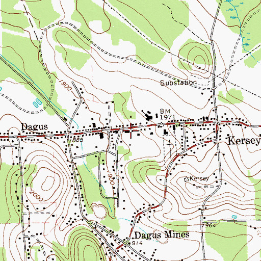 Topographic Map of Fox Township Volunteer Fire Department Company 3, PA