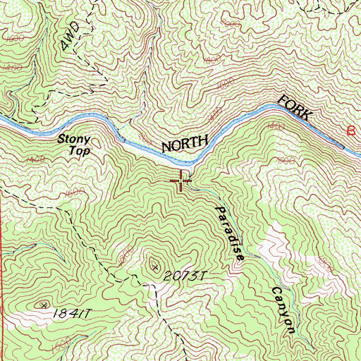 Topographic Map of Paradise Canyon, CA