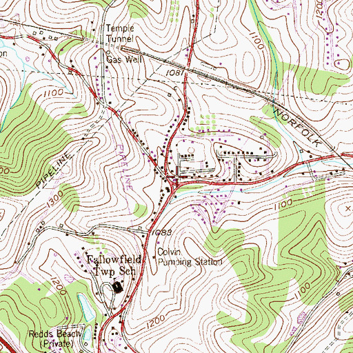 Topographic Map of Fallowfield Township Volunteer Fire Company, PA