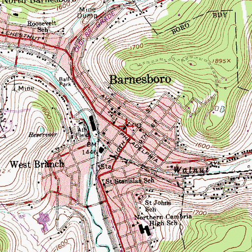 Topographic Map of Hope Fire Company Station 50, PA