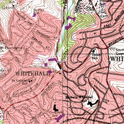 Topographic Map of Whitehall Volunteer Fire Company Station 301, PA