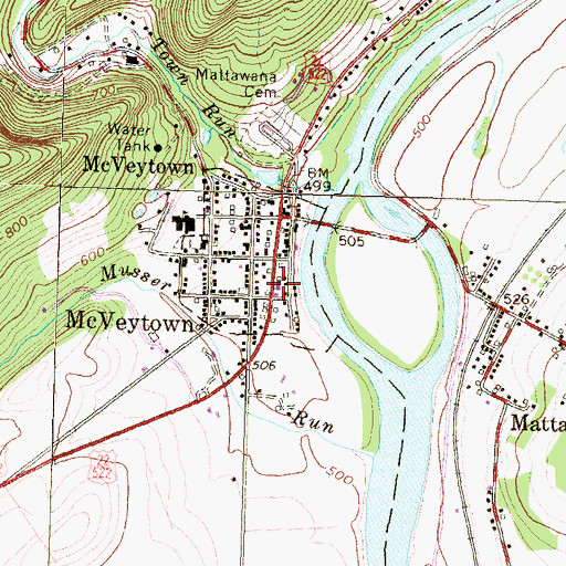 Topographic Map of McVeytown Volunteer Fire Company Station 18, PA