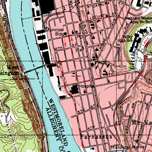 Topographic Map of New Kensington City Fire Company, PA