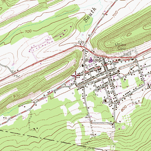 Topographic Map of McClure Fire Department, PA