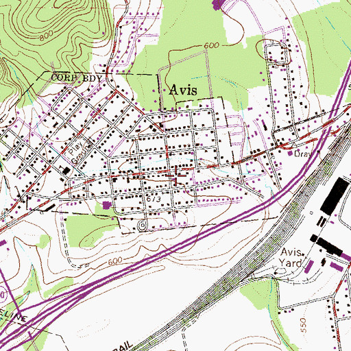 Topographic Map of Avis Volunteer Fire Company Station 8, PA