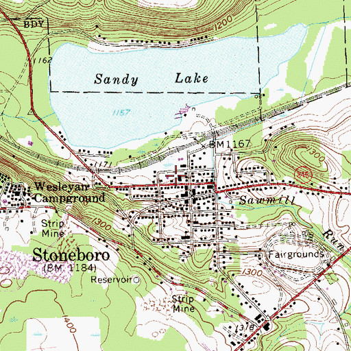 Topographic Map of Stoneboro Volunteer Fire Department Station 76, PA