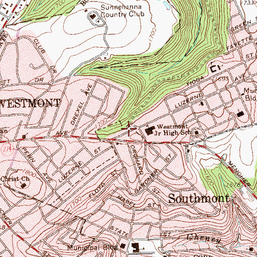 Topographic Map of West Hills Regional Fire Department Station 28 - 1, PA