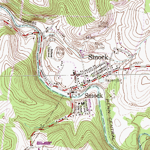 Topographic Map of Smock Volunteer Fire Company Station 36, PA