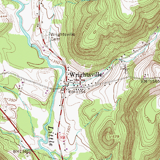 Topographic Map of Wrightsville Volunteer Fire Department, PA