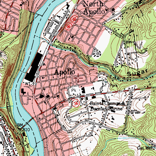 Topographic Map of Apollo Fire Department Station 40, PA