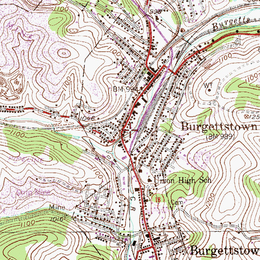 Topographic Map of Burgettstown Volunteer Fire Company Station 21, PA