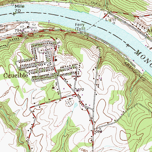 Topographic Map of Crucible Volunteer Fire Department Company 64, PA