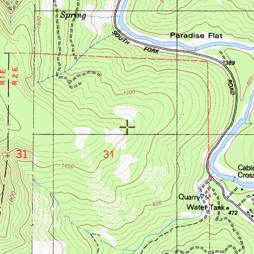 Topographic Map of Paradise Trail, CA