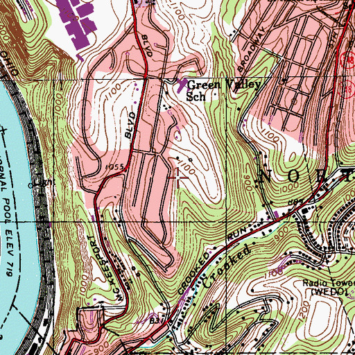 Topographic Map of Fire Department of North Versailles Station 214, PA