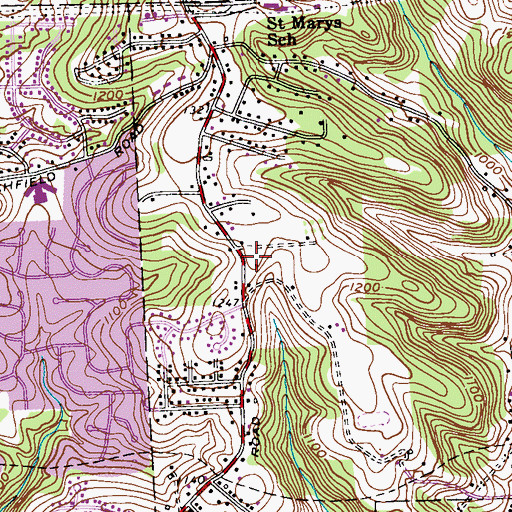 Topographic Map of Middle Road Volunteer Fire Department Station 174, PA