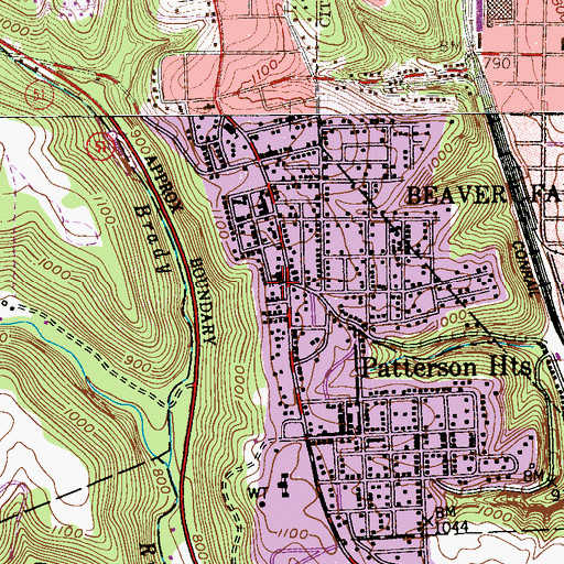 Topographic Map of Patterson Township Volunteer Fire Department Station 90, PA