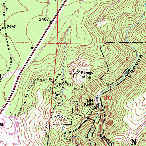 Topographic Map of Paragon Mine, CA