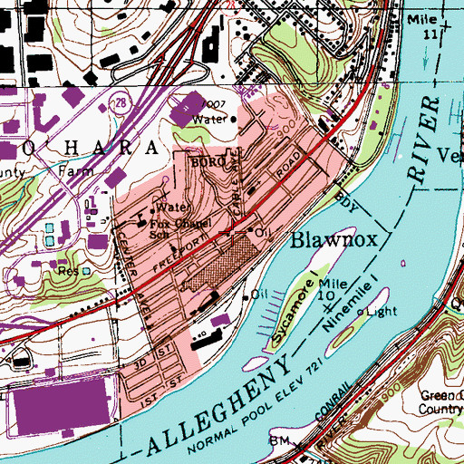 Topographic Map of Blawnox Volunteer Fire Company - Station 111, PA
