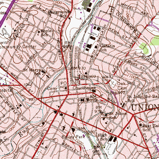 Topographic Map of Uniontown Fire Department Station 40, PA