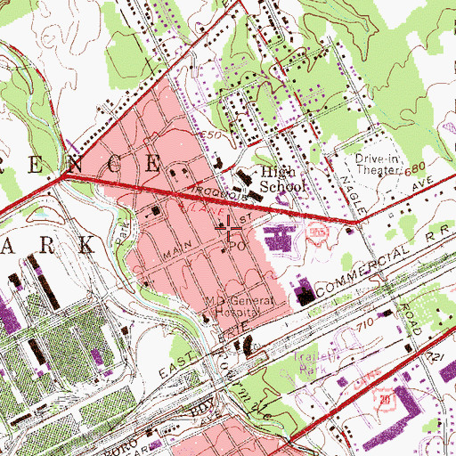 Topographic Map of Lawrence Park Fire Department Station 28, PA