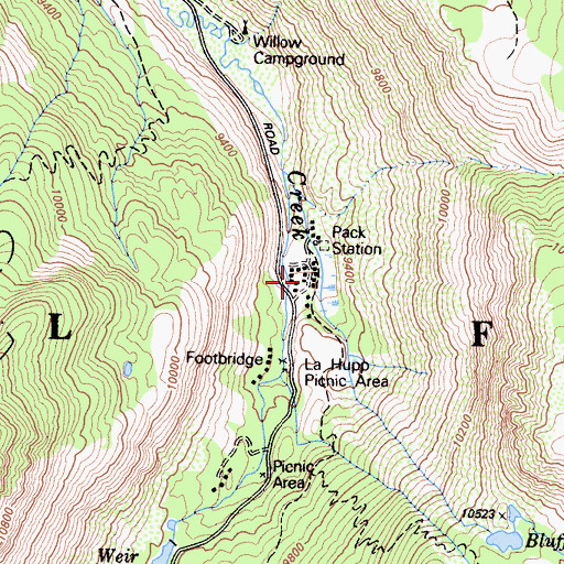 Topographic Map of Parchers Camp, CA