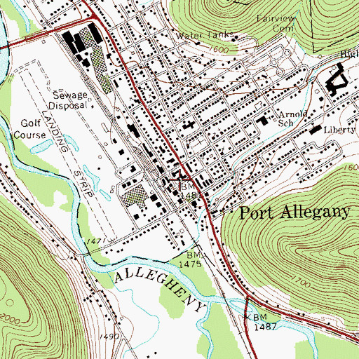 Topographic Map of Port Allegany Fire Department / Star Hose Company 1, PA