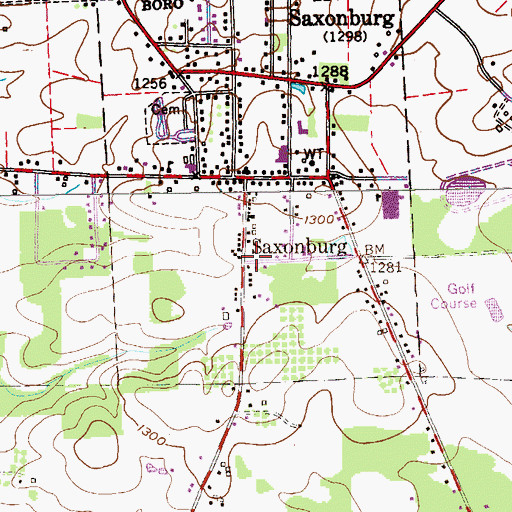 Topographic Map of Saxonburg Volunteer Fire Department Station 15, PA