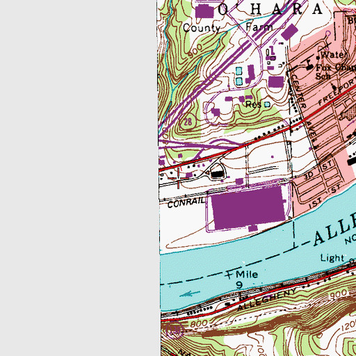 Topographic Map of Guyasuta Volunteer Fire Department Station 219, PA