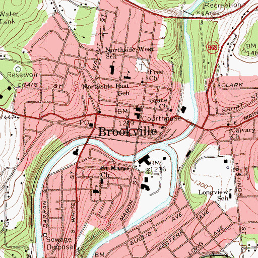 Topographic Map of Brookville Volunteer Fire Company Station 2, PA