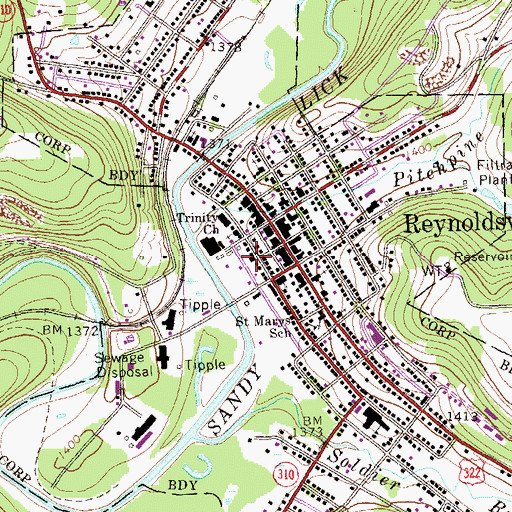 Topographic Map of Reynoldsville Volunteer Fire Department Station 6, PA