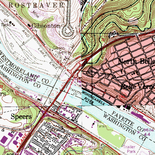 Topographic Map of Belle Vernon Volunteer Fire Department Station 4, PA