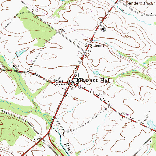 Topographic Map of Pleasant Hall Volunteer Fire Department - Company 11, PA